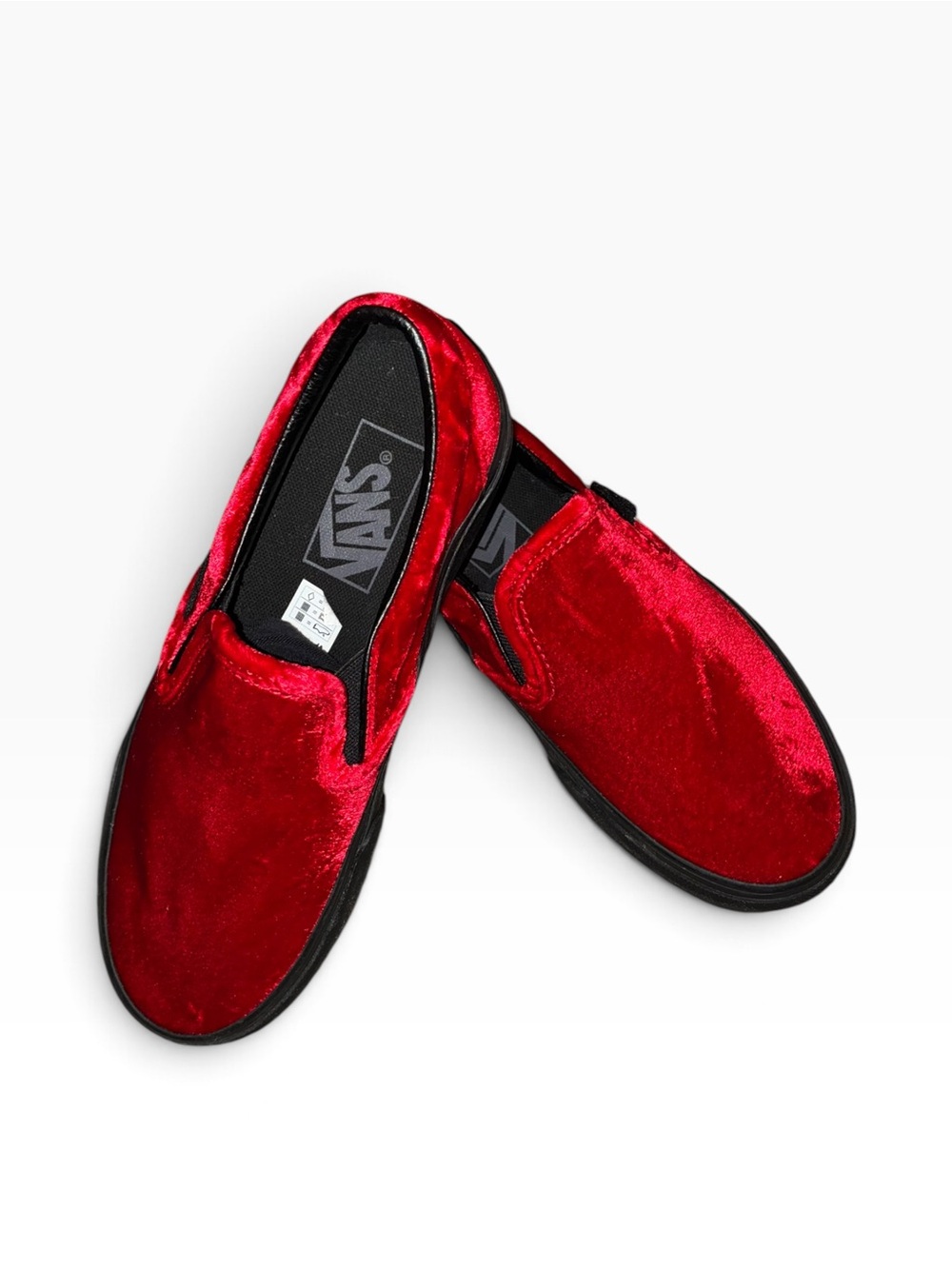 Sold Out NWT Vans Classic Slip On Red Velvet Shoes W/5 M/3.5 Holiday Christmas